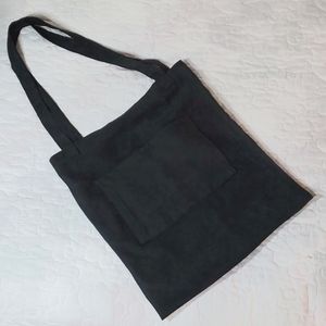 Handmade Black Microsuede Shoulder Bag